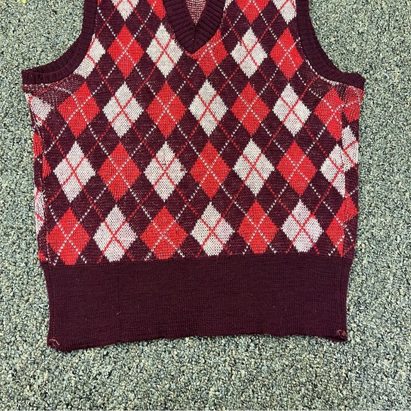 Vintage 50s Bancroft 100% Virgin Wool Argyle Print Sweater Vest READ DESCRIPTION - Picture 4 of 14